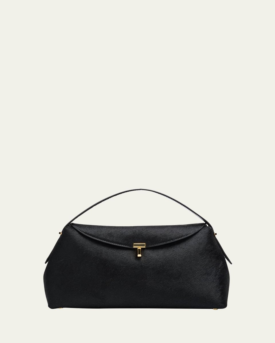 T Lock Horsehair Top-Handle Bag